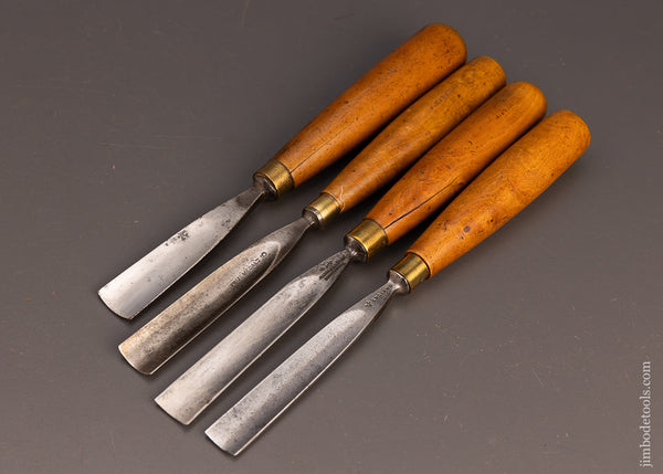 4 Wide Carving Chisels Gouges by ADDIS, HERRING BROS., MARPLES - 112805