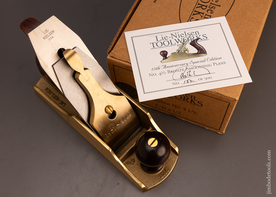LIE NIELSEN 25th Anniversary Limited Edition No. 4 1/2 Plane with Rosewood Handles & 50° Frog Mint in Box - 112808