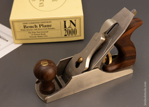 Rare White Bronze & Rosewood LIE NIELSEN No. LN 2000 Limited Edition Smooth Plane (No. 602) Mint in the Box - 112815