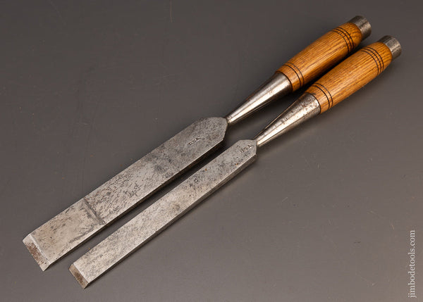 Extra Fine WINSTED EDGE TOOL WORKS (T.H. WITHERBY) Pair of Heavy Framing Chisels 1 1/2 & 1 Inch - 112857