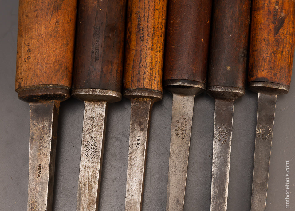 Fine Set of 6 WARD Pig Sticker Mortise Chisels - 112880