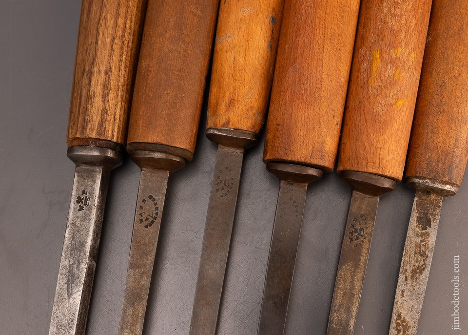 Fine Set of 6 WARD Pig Sticker Mortise Chisels - 112883