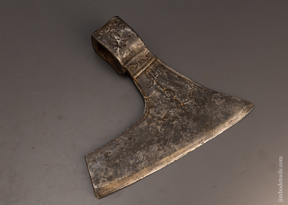 Gorgeous Decorated Single Bevel Side Axe 18th Century - 112948