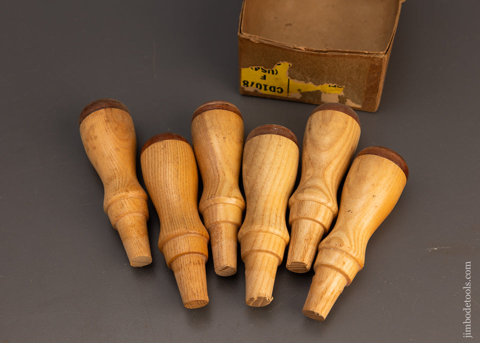 New Old Stock Box of Leather Capped Chisel Handles 6 Handles - 112966