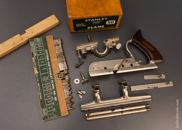 100% Complete STANLEY No. 50 Combination Plow Plane Near Mint in Box - 113051
