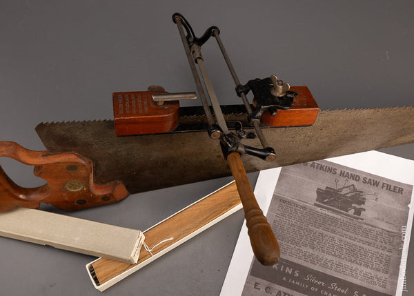 Complete WILSON PATENTED Saw Filer with Box of New Simonds Saw Files - 113153