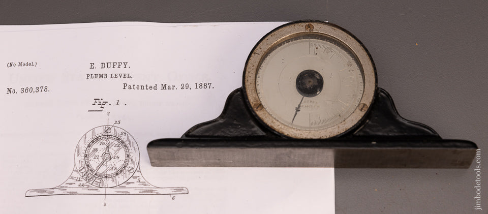 Very Rare E. DUFFY PAT. APL’D FOR Mantle Clock Inclinometer Level with Full Pinstripes EDWARD DUFFY PAWTUCKET, R.I. - 113205G