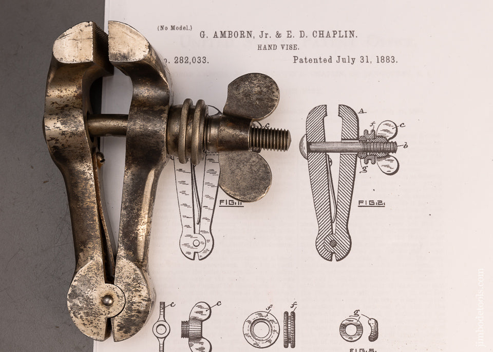 Rare AMBORN & CHAPLIN PATENT 1883 Vise - 113449