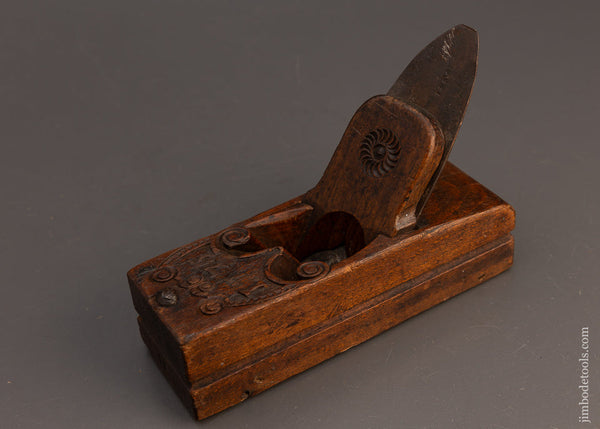 Fancy Carved DATED 1775 Dutch Skewed Panel Raising Plane SIGNED - 113466