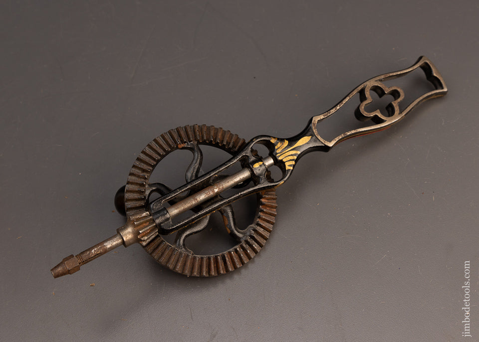Near Mint in Box WHITNEY’S PATENT Ornate Pinstriped Hand Drill with Bits - 113470