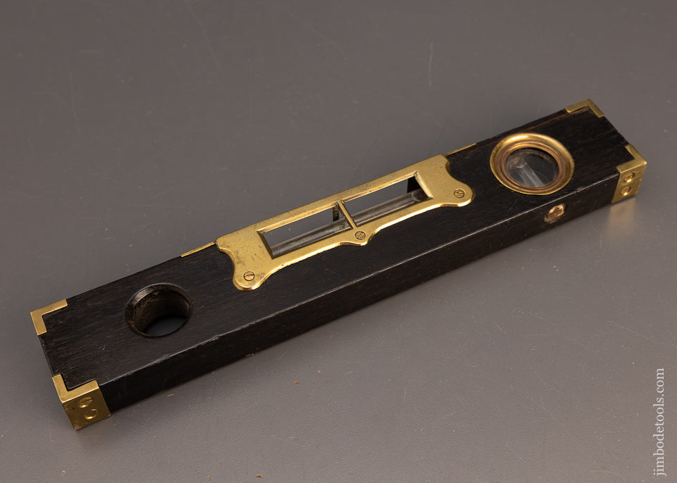 Fabulous & Rare Solid Ebony Brass Trimmed 12 Inch PRESTON Level - 113492
