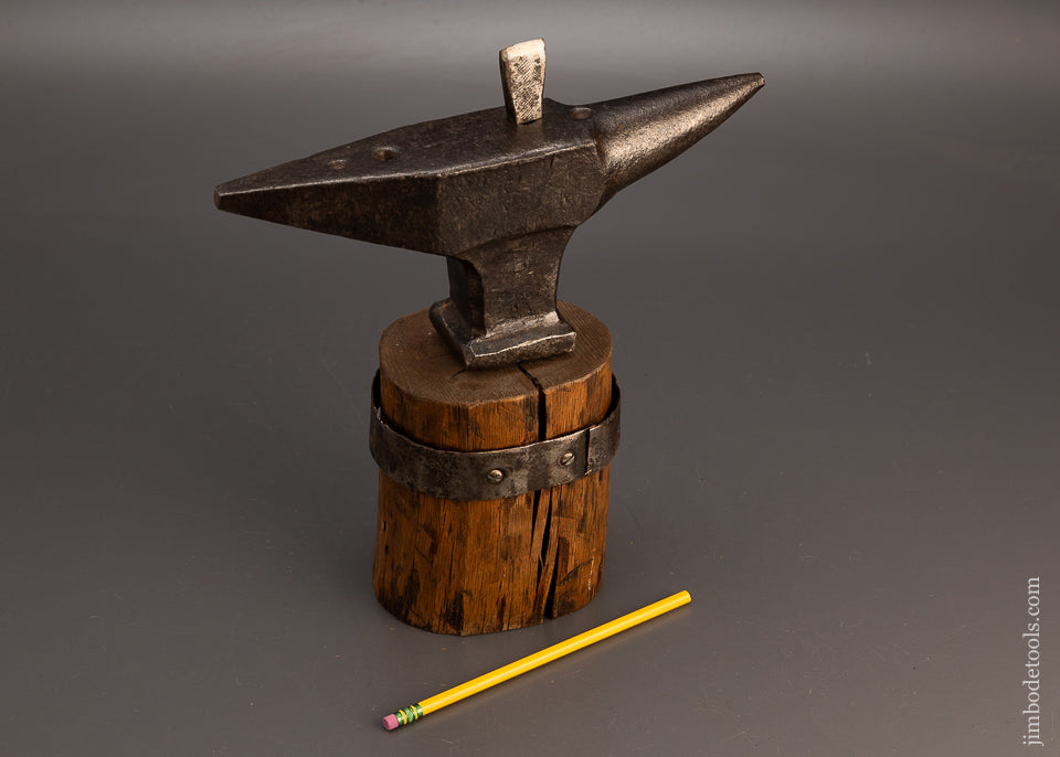 Stunning 14 Pound Anvil on Stump with Hot Cutting Hardy - 113547