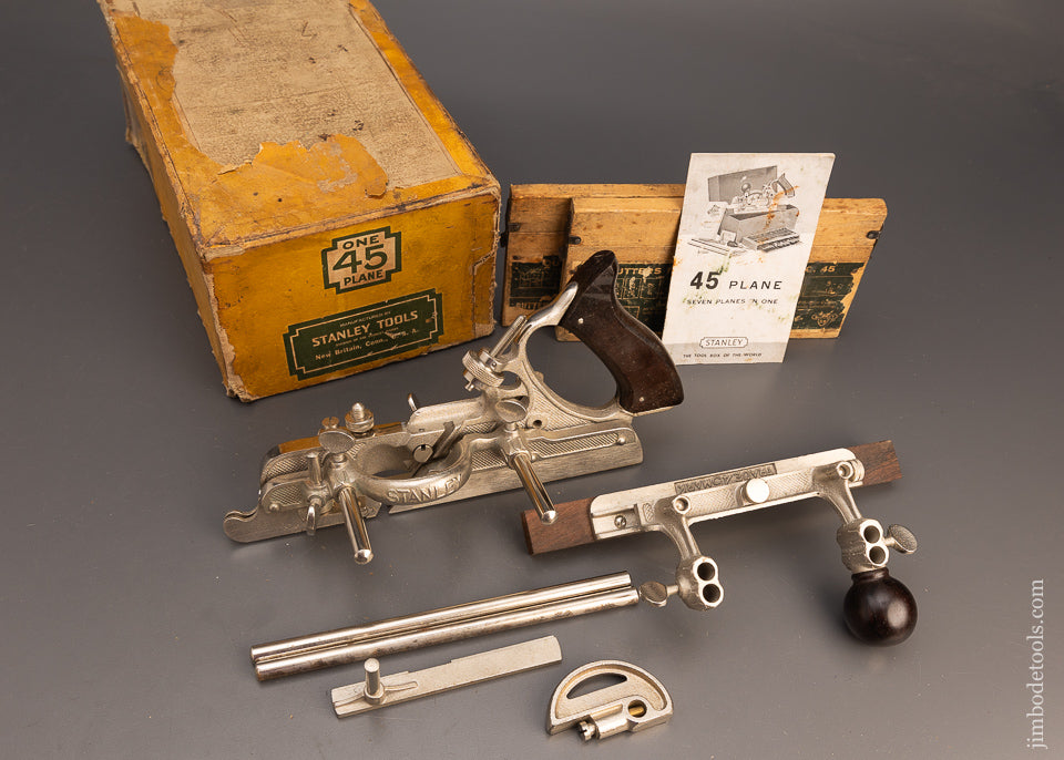 100% Fine & Complete STANLEY No. 45 Combination Plane in Original Box - 113549