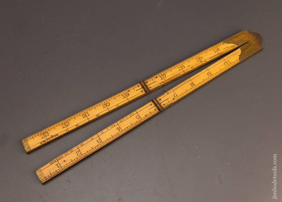 Spectacular Mint STANLEY No. 78 1/2 Full Bound Double Arch Joint Boxwood Rule - 113766