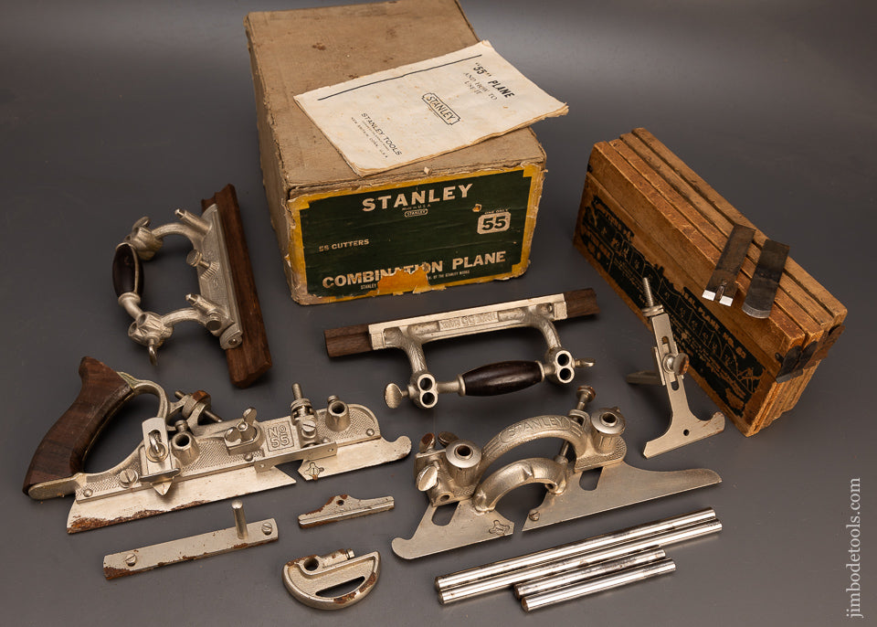 Fine 100% Complete STANLEY No. 55 Combination Plow Plane in Original Box - 113884