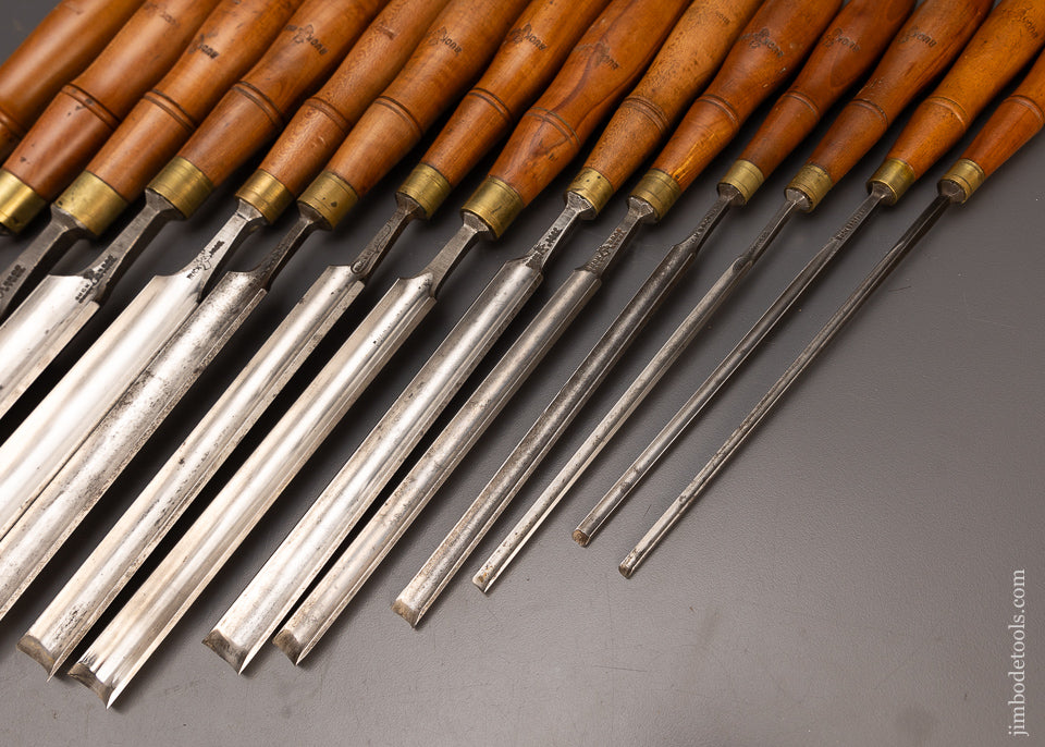Massive Set of 14 BUCK BROS. Pattern Maker’s Paring Gouges - 113960
