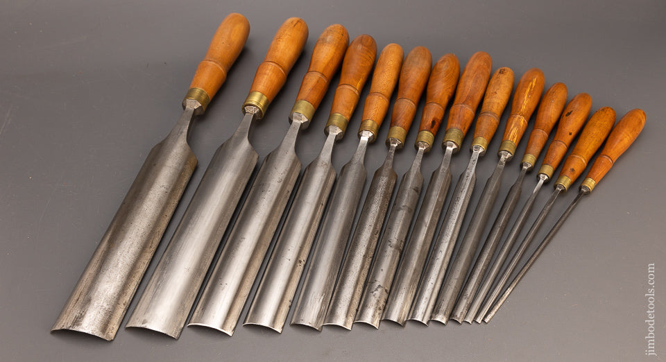 Massive Set of 14 BUCK BROS. Pattern Maker’s Paring Gouges - 113960