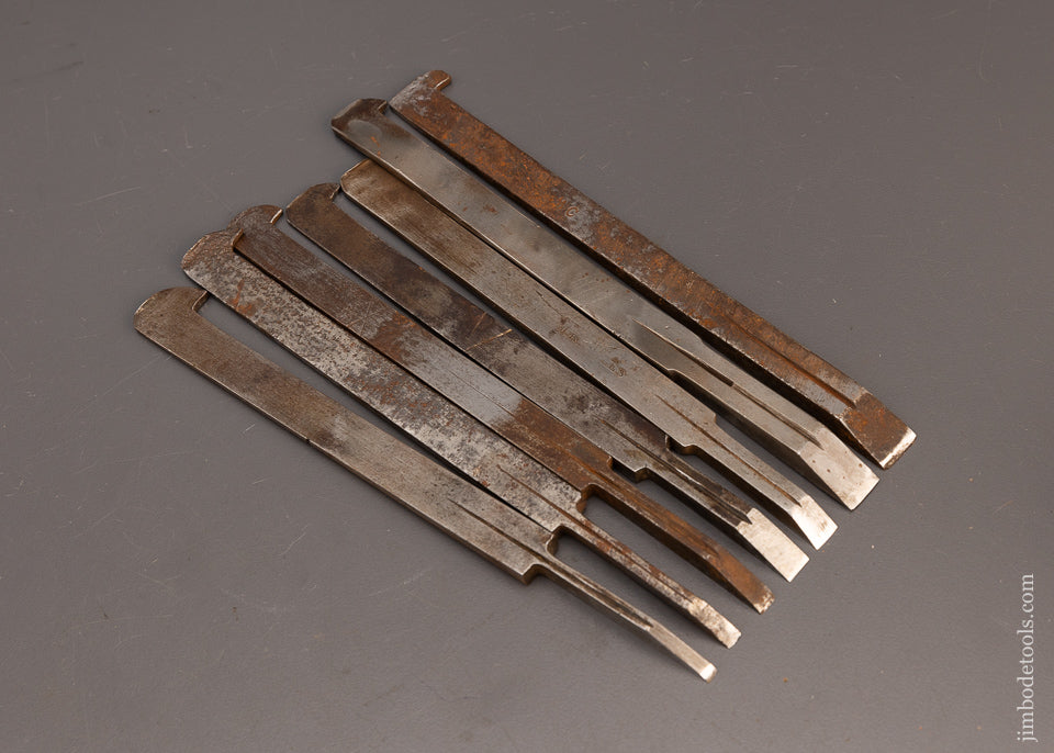 Fine Set of 7 Plow Plane Irons by WARD - 113980