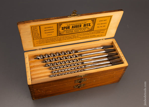 Complete & Fine Set of 13 RUSSELL JENNINGS Auger Bits in Original Three Tiered Box - 114016