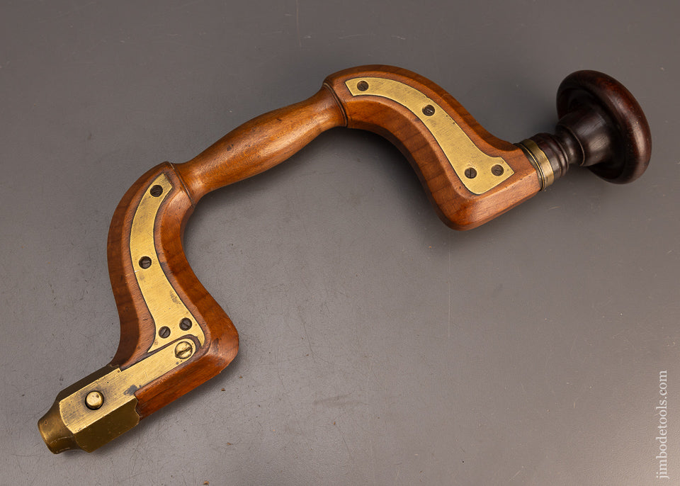 Fine Brass Plated English Beech Bit Brace with Fine Lignum Head - 114053