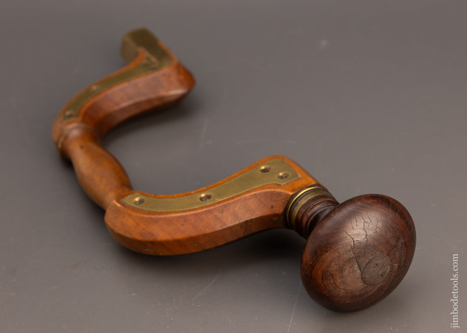 Fine Brass Plated English Beech Bit Brace with Fine Lignum Head - 114053