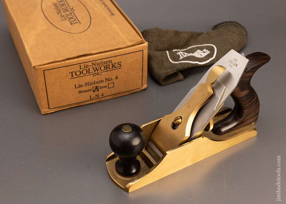 Mint in Box LIE NIELSEN BRONZE No. 4 Smooth Plane with Ebony Handles Unused - 114096