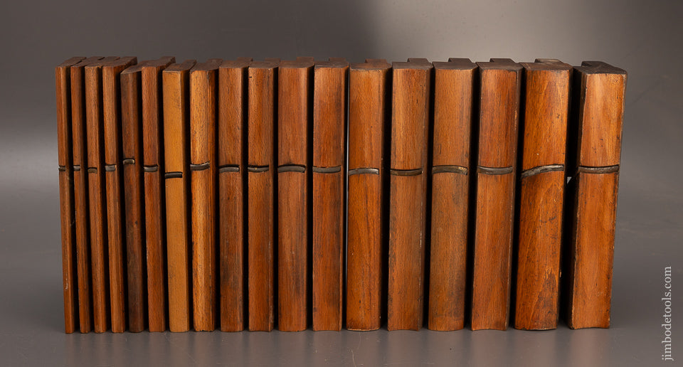 Complete Set of 18 Hollow & Round Moulding Planes Mostly by JOHN BIRCH & CO. - 114127