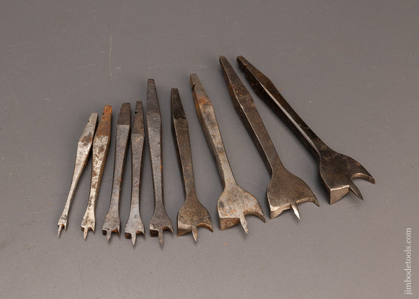 Good Working Graduated Set of 9 Early 19th Century Center Bits for Bit Brace - 114137
