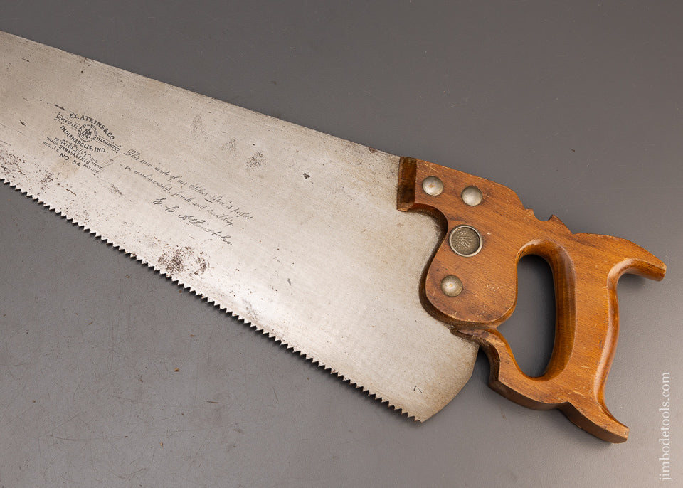 New Old Stock Unused ATKINS No. 54 Hand Saw - 114156
