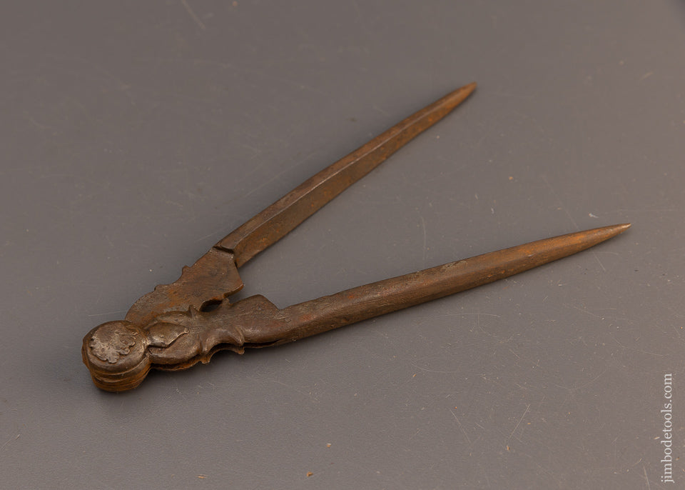 Ornate Hand-Forged 18th Century Iron Dividers 7 1/2 Inch - 114363