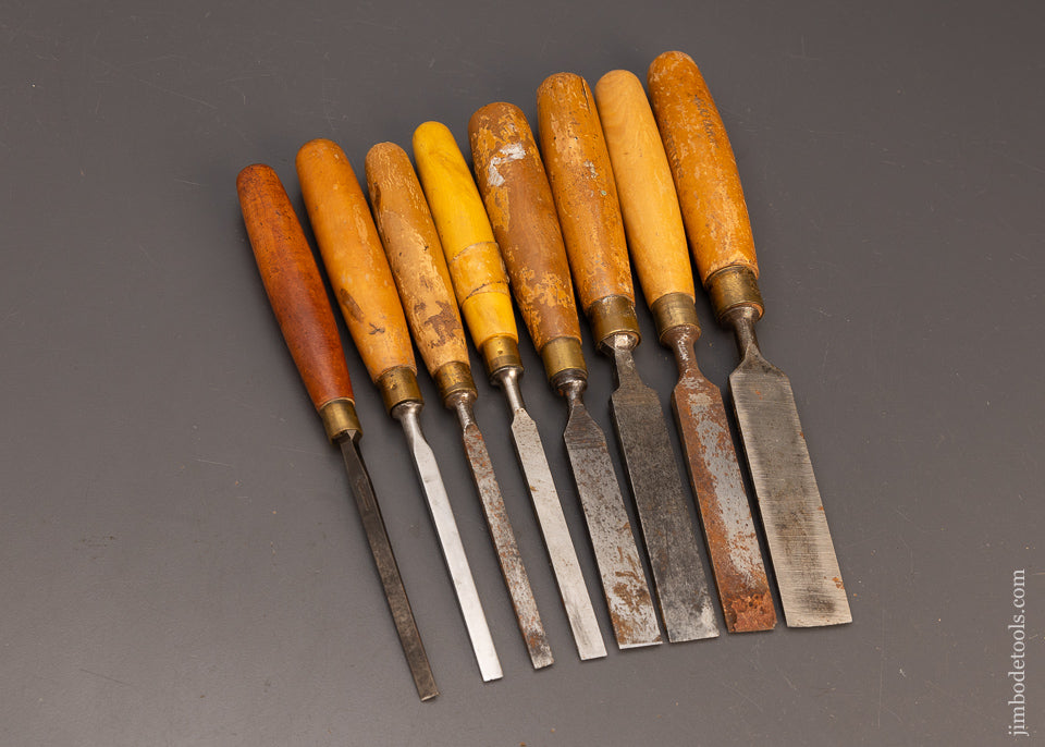 8 Assorted Boxwood Handled Chisels by MARPLES - 114371