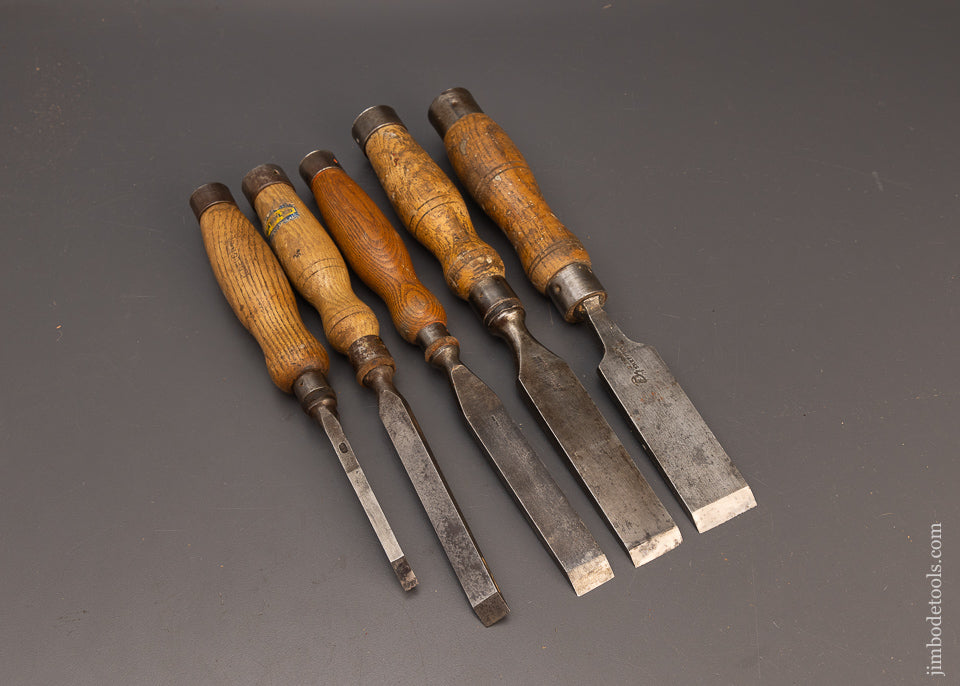 Good Set of 5 Mortise Chisels Various Makers - 114399