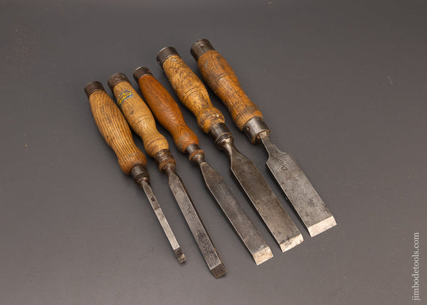 Good Set of 5 Mortise Chisels Various Makers - 114399