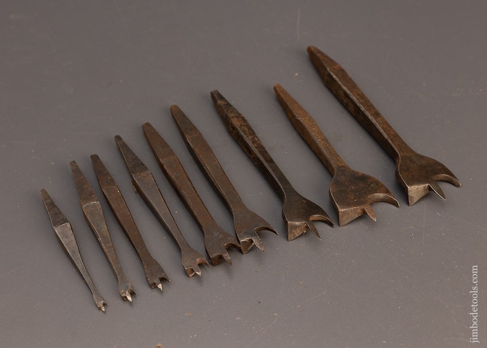 Working Set of 9 Center Bits for Bit Brace 19th Century - 114410