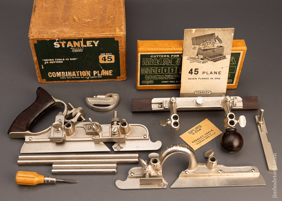 Near Mint 100% Complete STANLEY No. 45 Combination Plane in Original Box - 114834