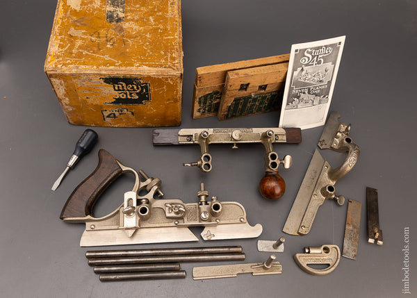 Extra Fine Near Mint 100% Complete STANLEY No. 45 SWEETHEART Combination Plane in Original Box - 114854
