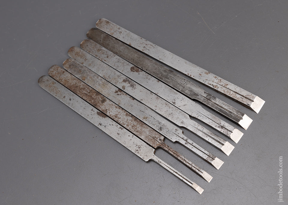 Extra Clean Set of 7 Plow Plane Irons - 114942