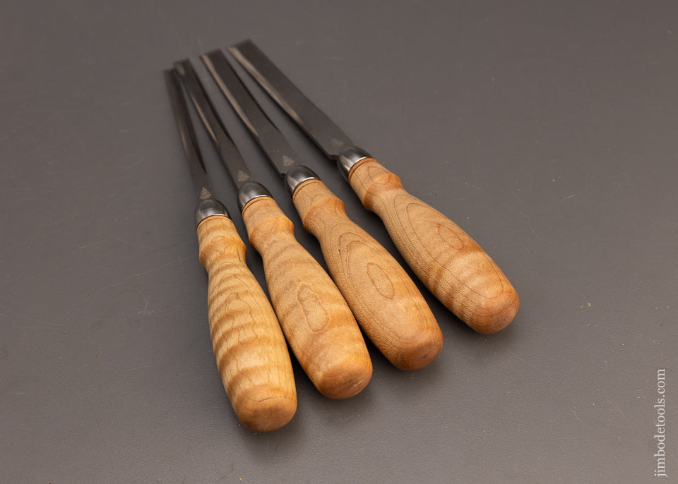 Mint Set of 4 BLUE SPRUCE TOOL WORKS Curly Maple Dovetail Chisels - 115095