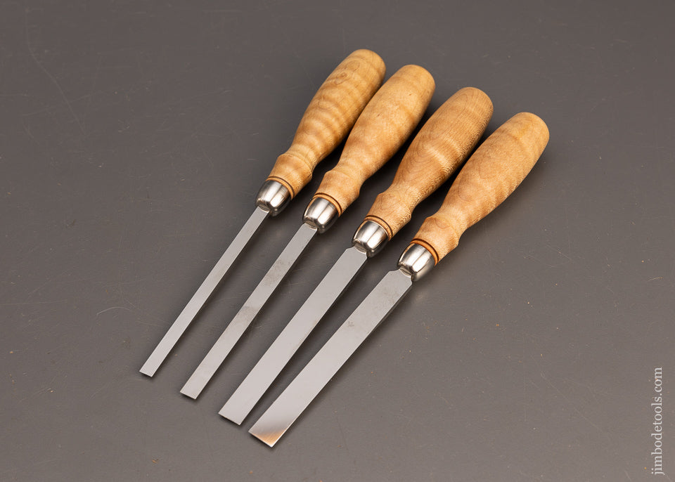 Mint Set of 4 BLUE SPRUCE TOOL WORKS Curly Maple Dovetail Chisels - 115095