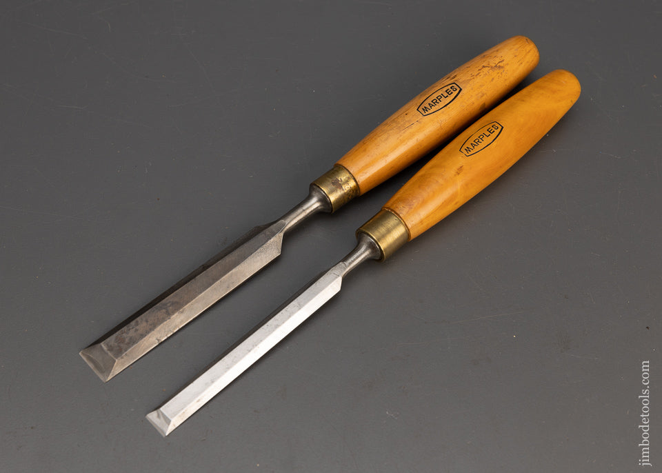 Marples Chisel Tang Extra Fine Pair of MARPLES Boxwood Handled Bevel Edge Tang Firmer Chis ...