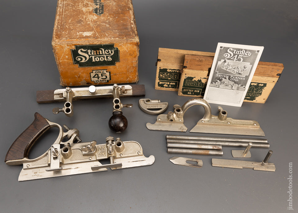 STANLEY No. 45 Combination Plow Plane 100% Complete Near Mint in Box - 115237