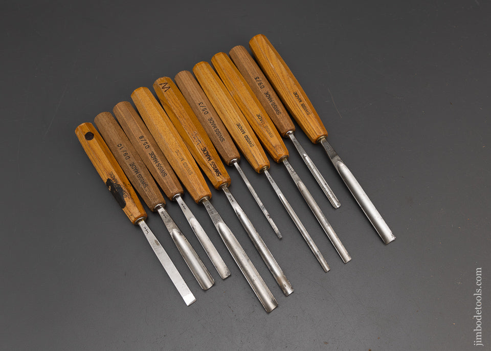Fine Set of 10 PFEIL SWISS MADE Carving Chisels Gouges - 115340