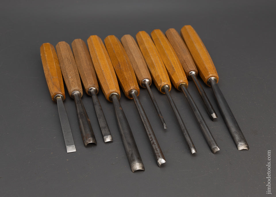 Fine Set of 10 PFEIL SWISS MADE Carving Chisels Gouges - 115340
