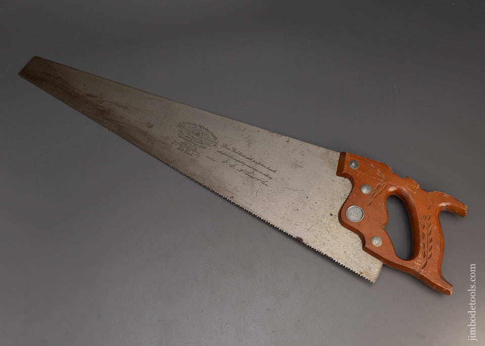 ATKINS New Old Stock No. 65 Hand Saw Unused - 115403