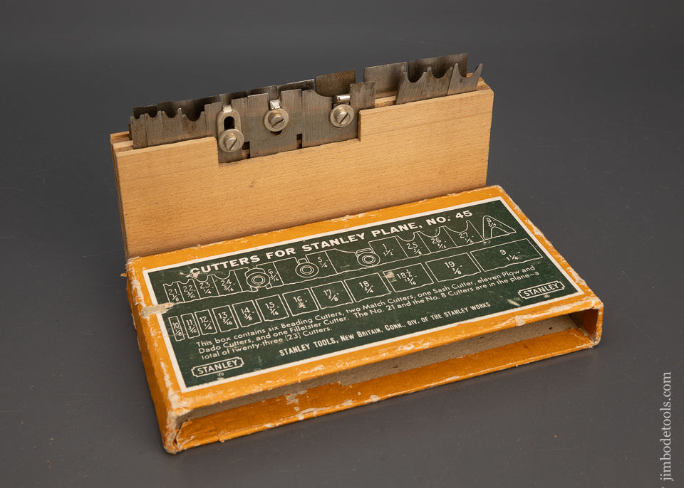 Near Mint STANLEY No. 45 Combination Plane 100% Complete in Original Box - 115418