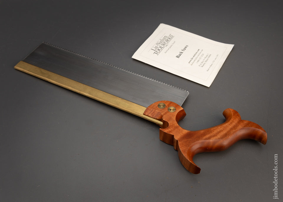 Sweet! Discontinued LIE NIELSEN Brass Back Carcass Saw with Tiger Maple Handle -  115429