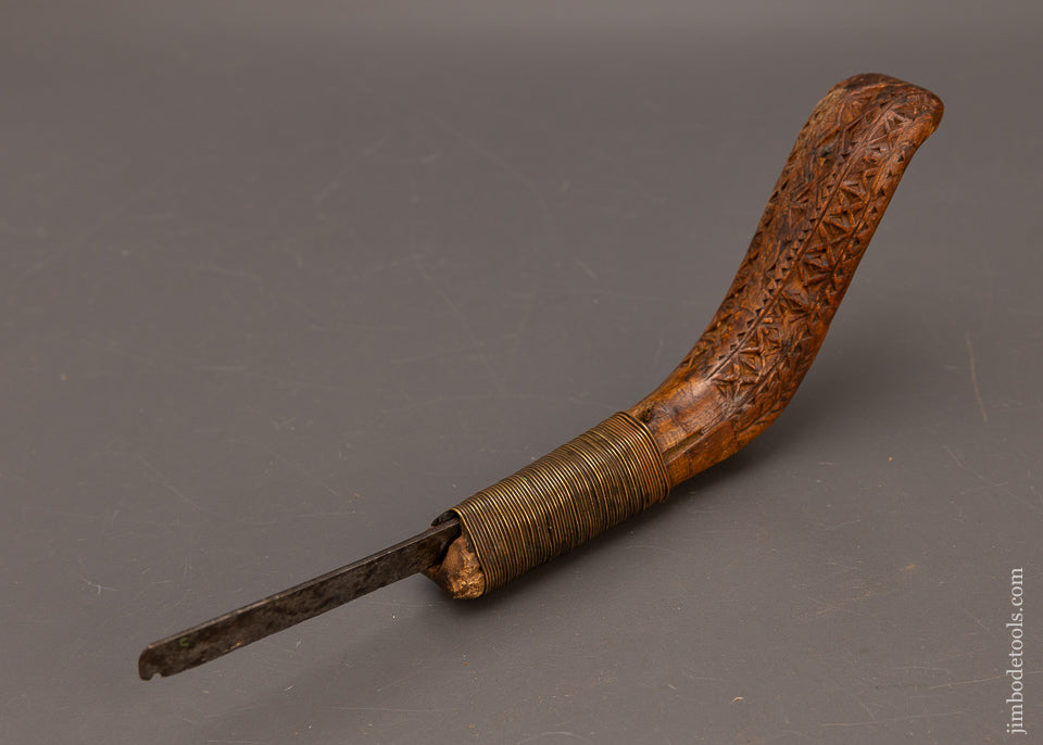 Stunning Chip Carved Native American Crooked Knife - 115546