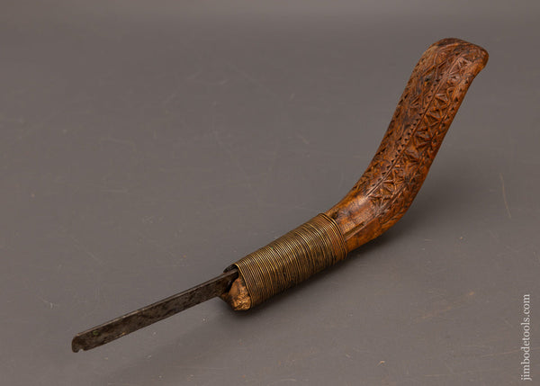 Stunning Chip Carved Native American Crooked Knife - 115546