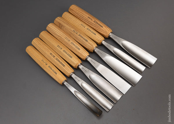 FAT Ones! Large Set of 7 Wide Carving Gouges PFEIL SWISS MADE - 115556