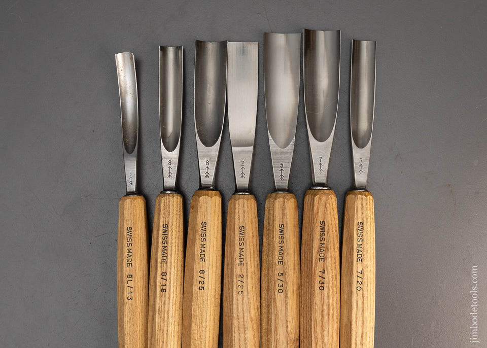 FAT Ones! Large Set of 7 Wide Carving Gouges PFEIL SWISS MADE - 115556